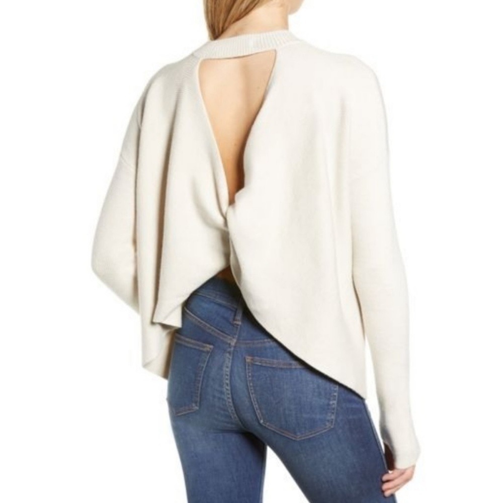 N.PHILANTHROPY Ollie Sweater Cream Twist Back Size Large L NWT